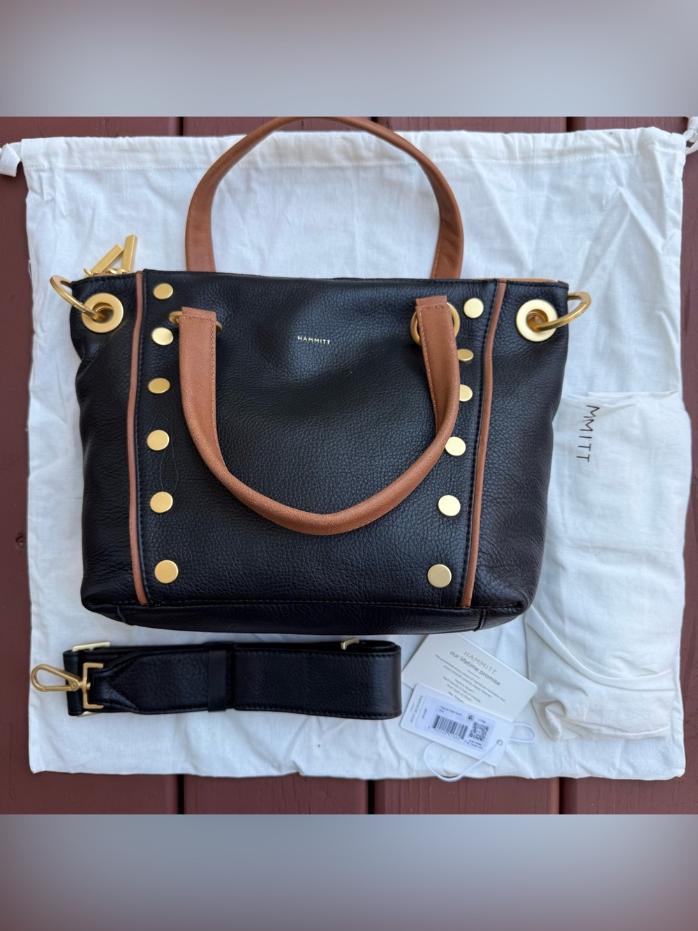 Hammitt Daniel Medium North End Pebble Brushed Gold Handbag Satchel Bag NWT